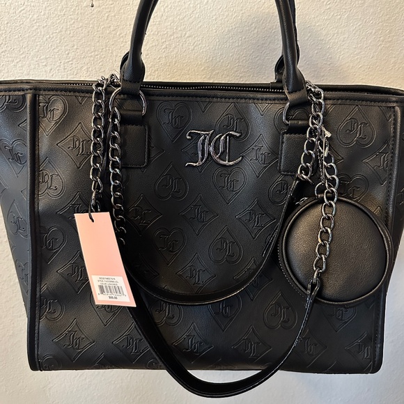 BNWT Black Embossed Juicy Tote Bag Purse - Picture 1 of 2